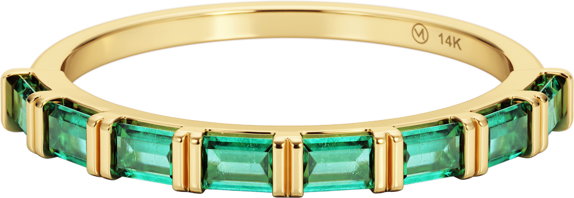 Baguette Emerald Half Eternity Band