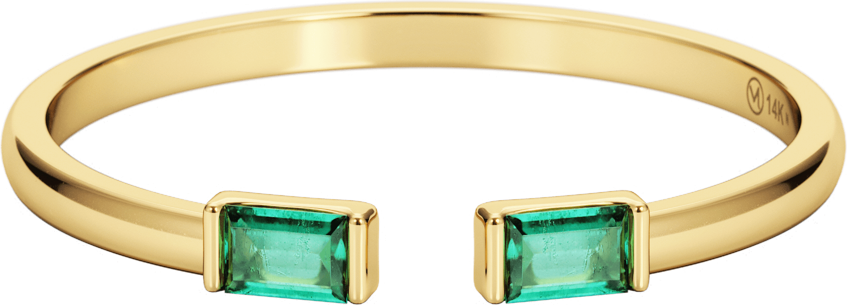 Baguette Emerald Open Ring