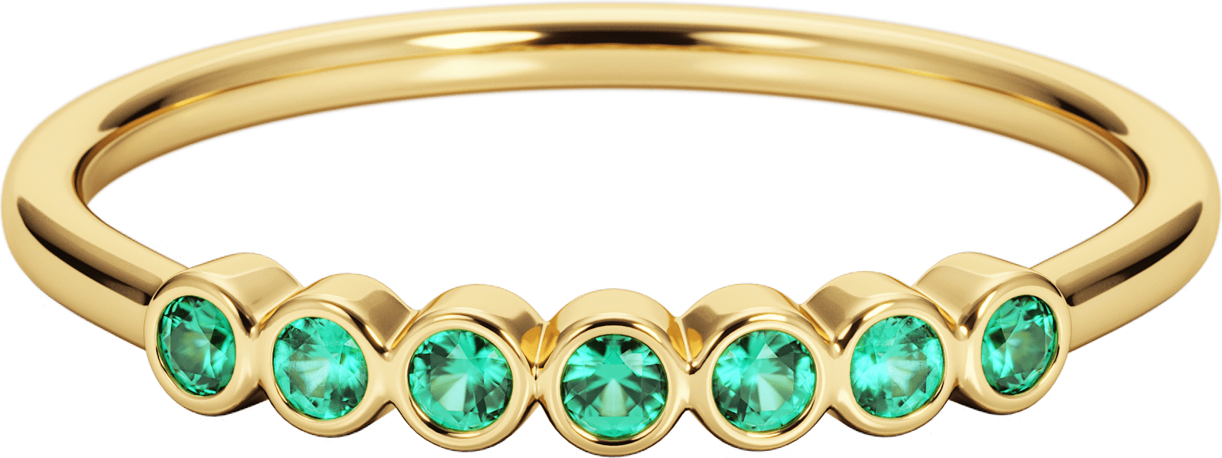 Bezel Emerald Half Eternity Band